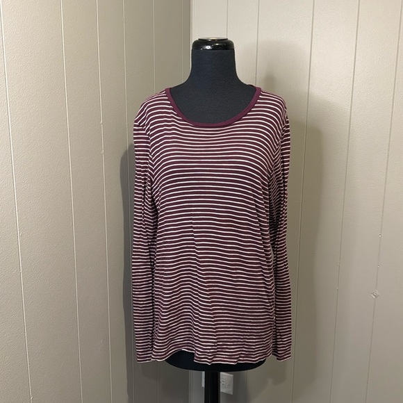 Vince Shirt Women’s Medium Large Purple Stripe Soft Cotton Comfy Pullover - Picture 1 of 6